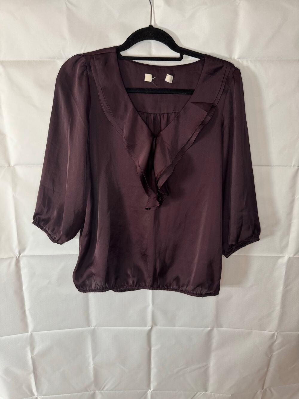 Womens S satin ruffle top business casual